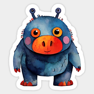 Adorable Colorful Watercolor Cute Fantasy Monster Sticker